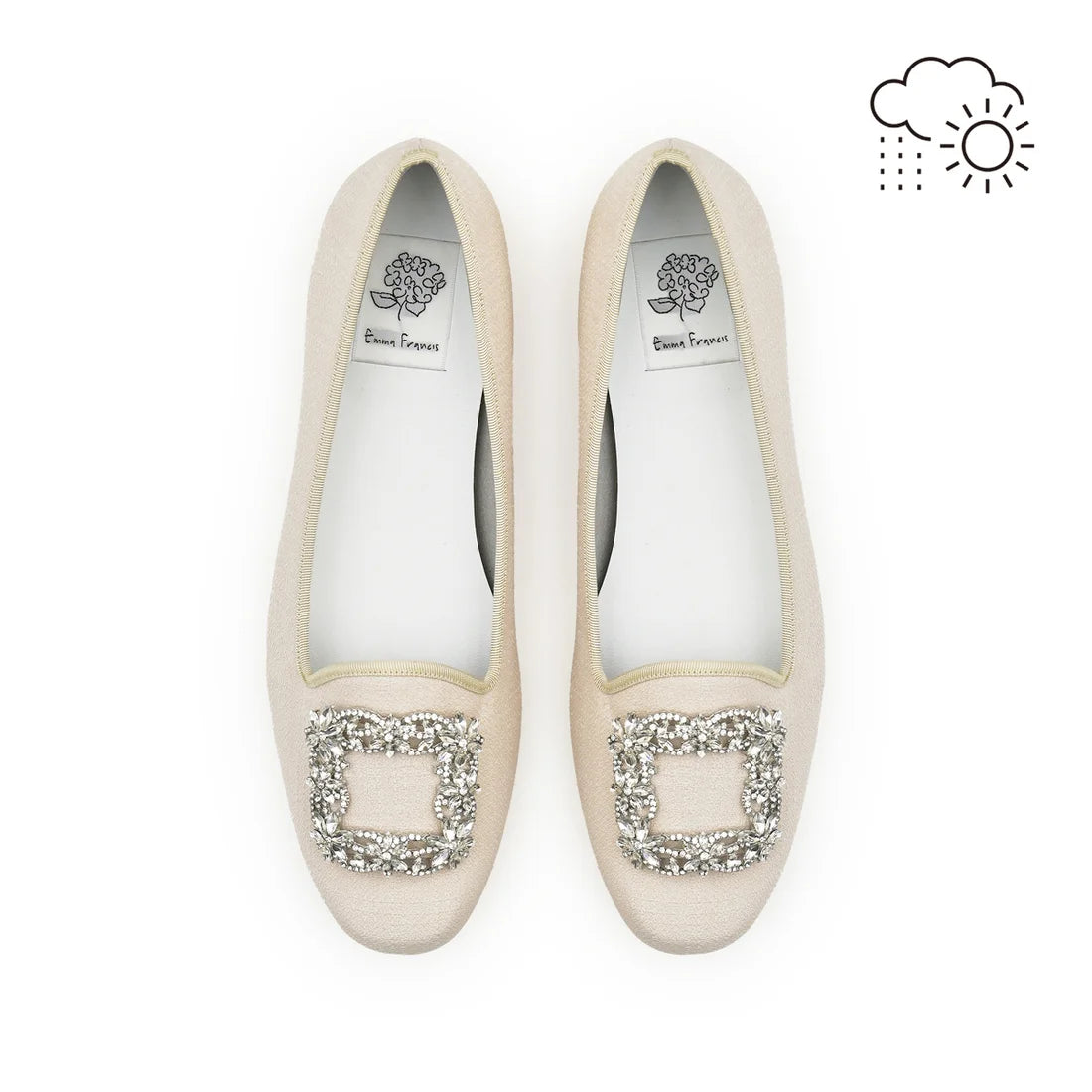 【新品預訂】日本製Emma Francis 防水拱形切割寶石平底鞋（米色）(10a-Z 108)