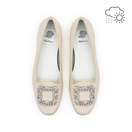 【新品預訂】日本製Emma Francis 防水拱形切割寶石平底鞋（米色）(10a-Z 108)