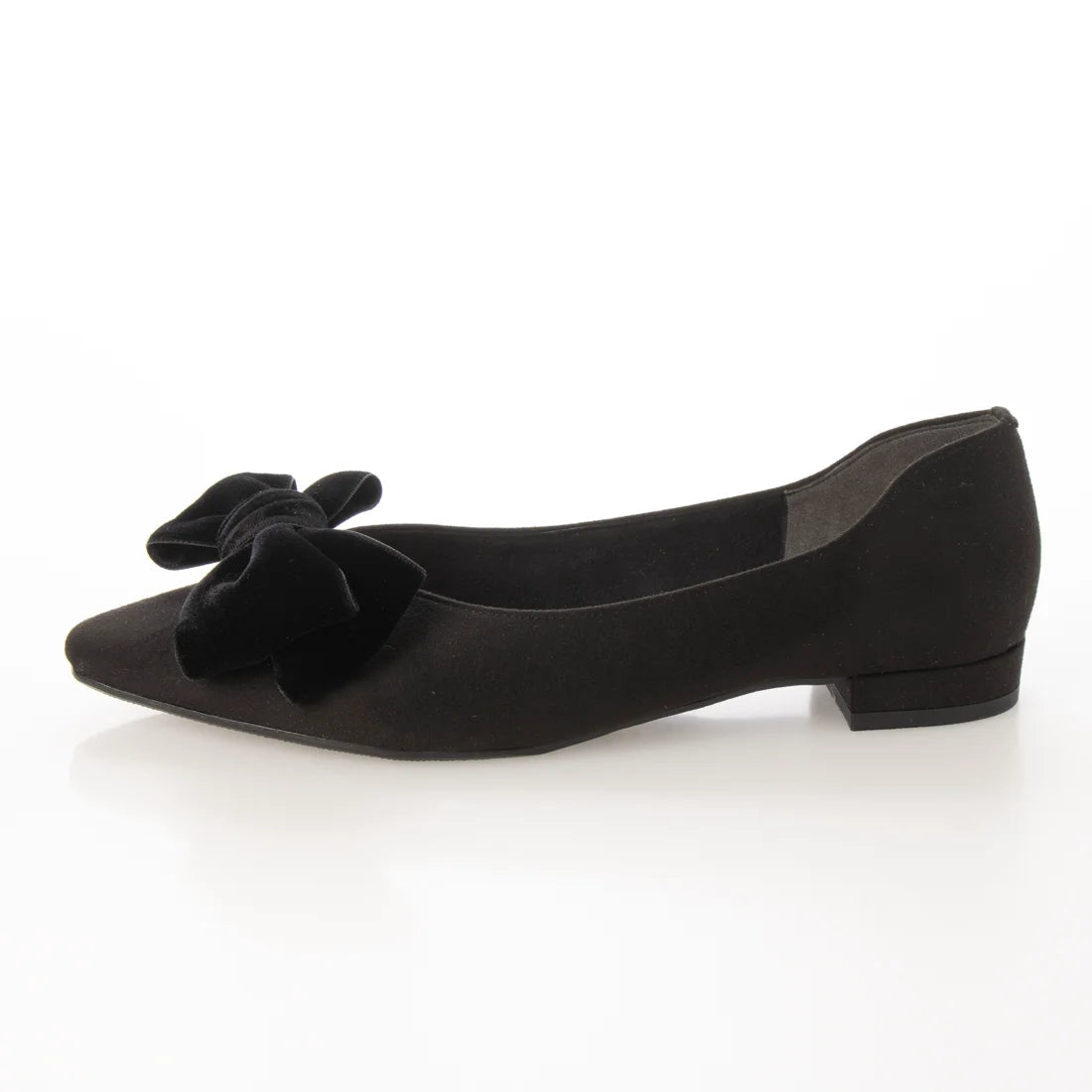 日本製 Launa Lea 絲絨蝴蝶結平底鞋 (460C)(黑色 S / Black S)