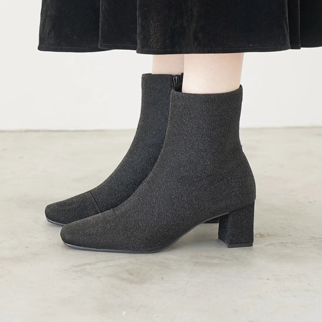 日本製 Launa Lea 6cm閃閃方頭短靴 (582)(黑色Z／Black Z)