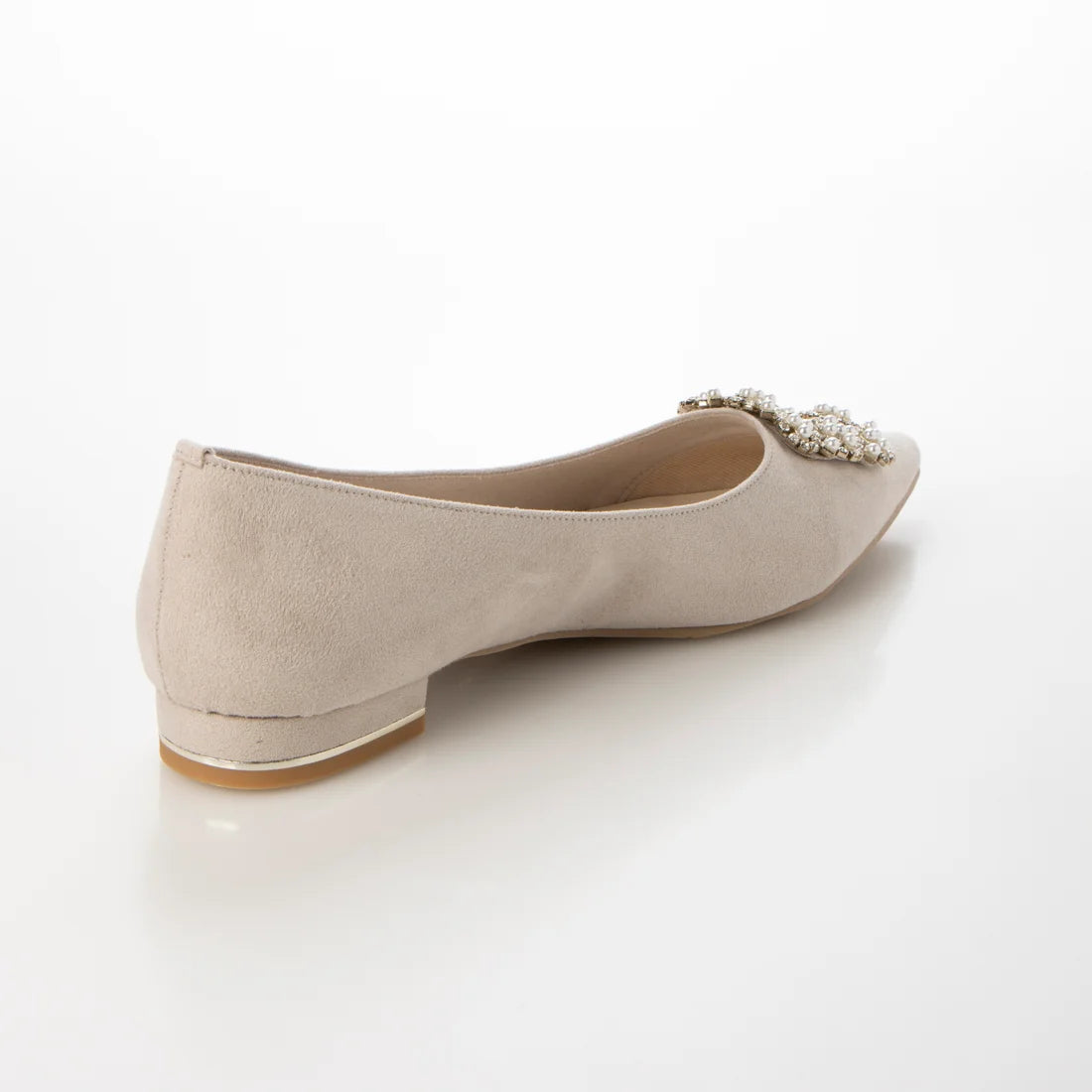 日本製 Launa Lea 寶石尖頭平底高跟鞋 (483) (L 米色 Z / L Beige Z)