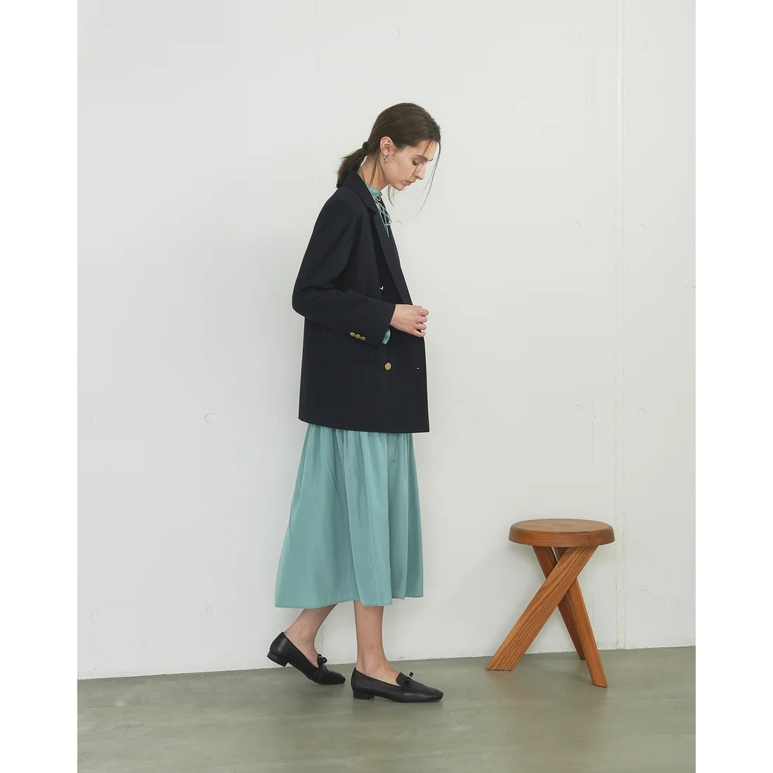 【新品預訂】日本製Emma Francis 2cm跟 小蝴蝶结乐福鞋 (2001h-P 101)(黑色 光滑)