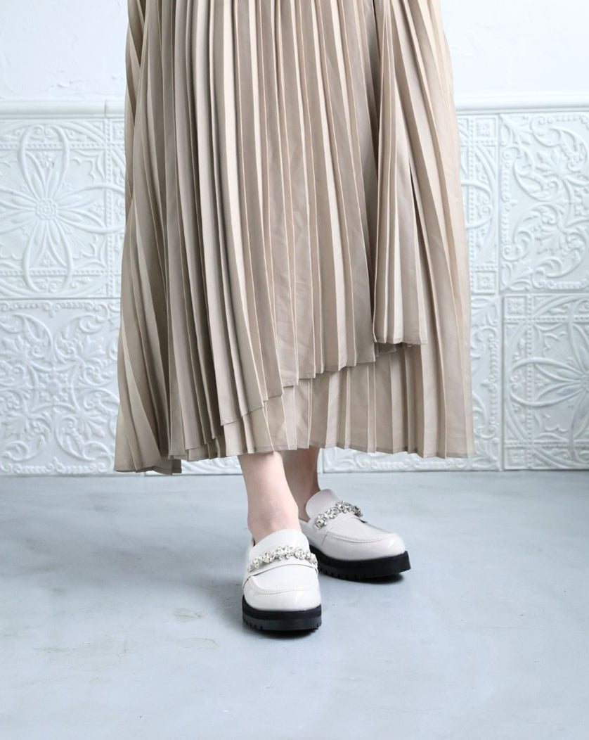 【新品預訂】日本製 潮牌Lucida 防水 杏色 Ran 寶石扣樂福鞋 ( LC-5010 BEG)