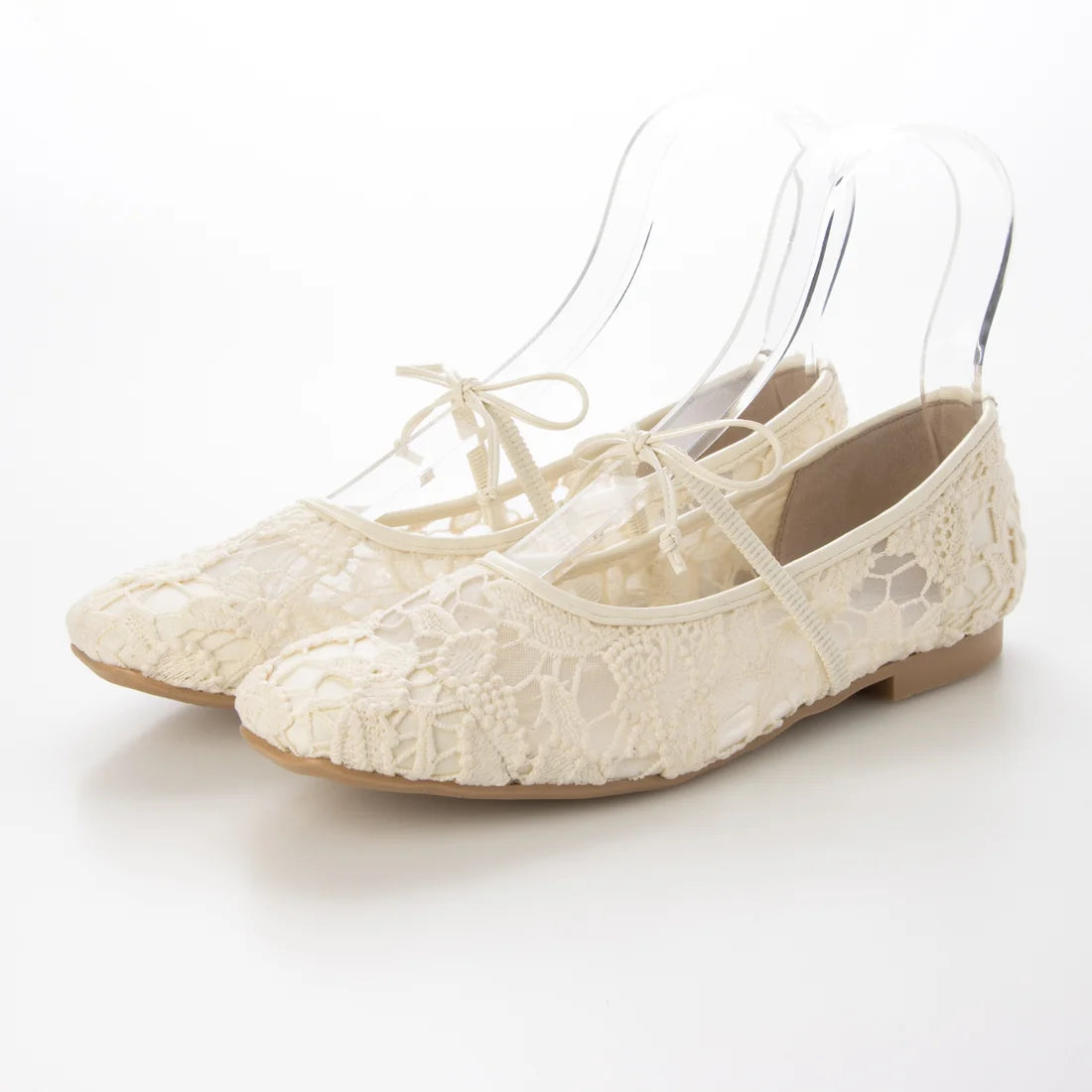 【新品預訂】日本製 Launa Lea 花卉蕾絲漁網芭蕾舞鞋 (B7612A)(象牙色 / Ivory Z）