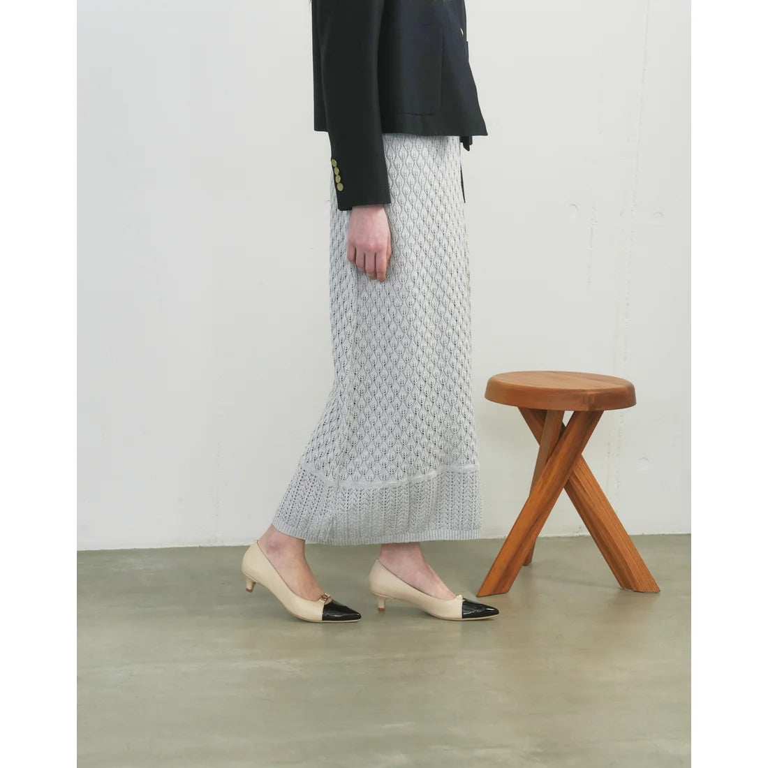 【新品預訂】日本製Emma Francis 4cm跟 前馬銜扣高跟鞋 (象牙色光滑) (4003a P177)