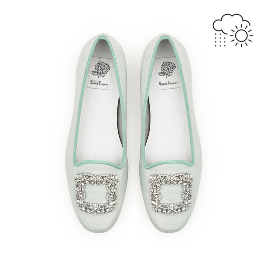 【新品預訂】日本製Emma Francis 防水拱形切割寶石平底鞋（淺綠色）(10a-Z 112)