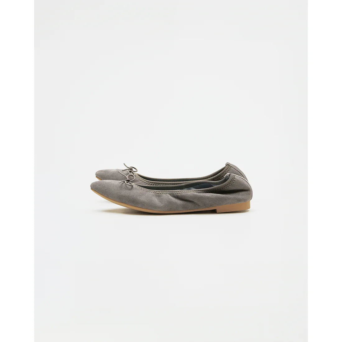 日本製【珍珠色調防水】Emma Francis 真皮 尖頭平底芭蕾舞鞋(01b-L S154)(Dark Grey leather suede) （ダークグレー レザースエード）