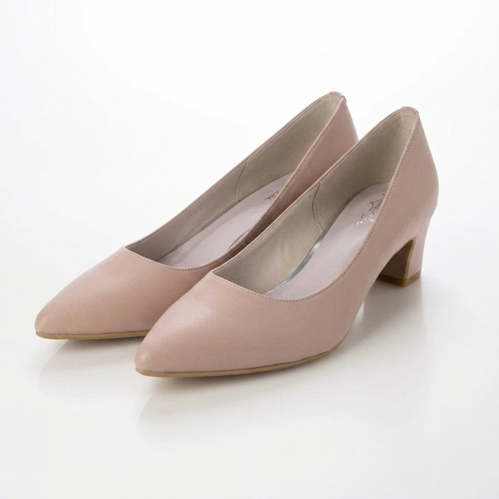 【香港限定】日本製 Launa lea 晴雨兩用 尖頭5cm粗跟高跟鞋 (RH9486)(粉杏色 / pink beige )