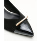【新品】日本製Emma Francis   金色蝴蝶結 5cm 高跟鞋（黑色 絨面革）(5001b-S 101) BLK