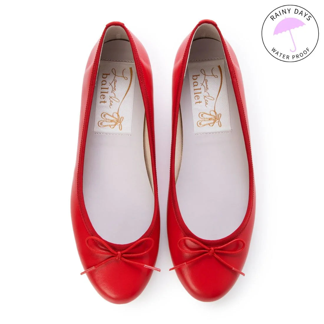 日本製 Launa lea 蝴蝶結圓頭啞面芭蕾晴雨鞋( RB1001A ) (紅色/red)