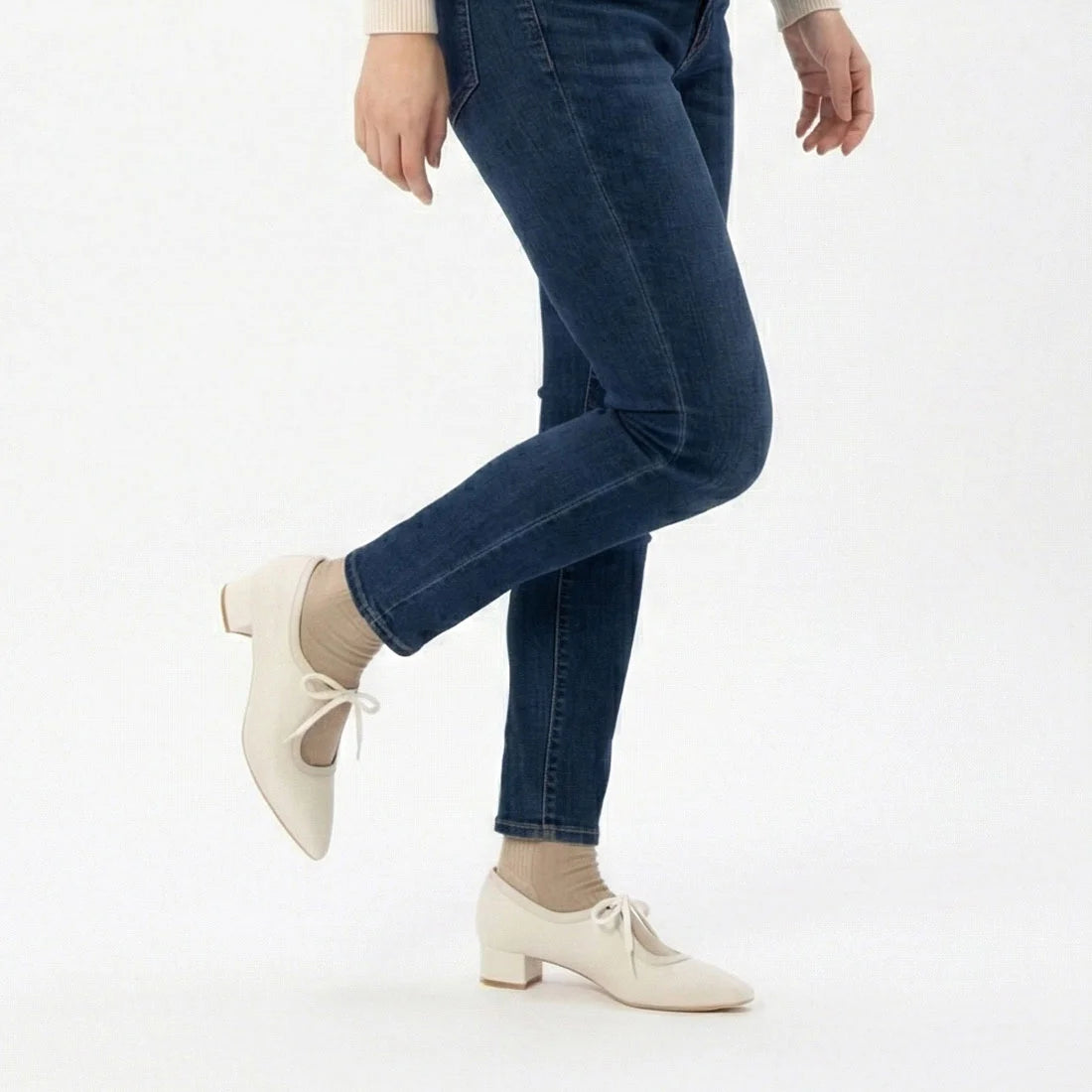 【新品預訂】日本製Emma Francis  3cm踭 經典蝴蝶結高跟鞋（象牙色）(3002g-Z 177)