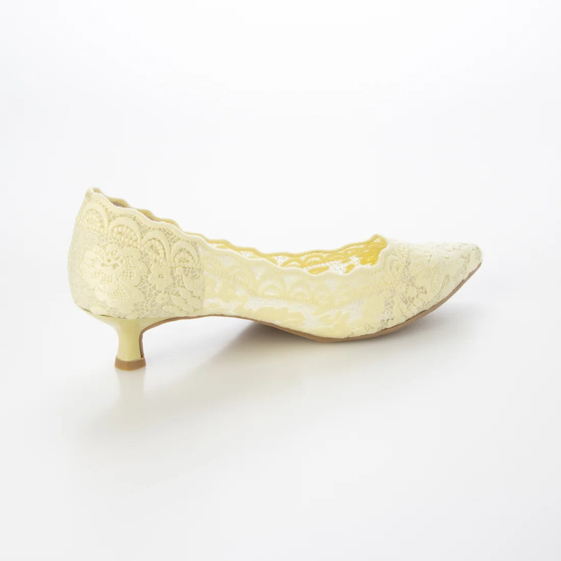 【新品預訂】日本製 Launa Lea  4cm踭 花卉蕾絲高跟鞋(620) (黃色Z / Yellow Z）