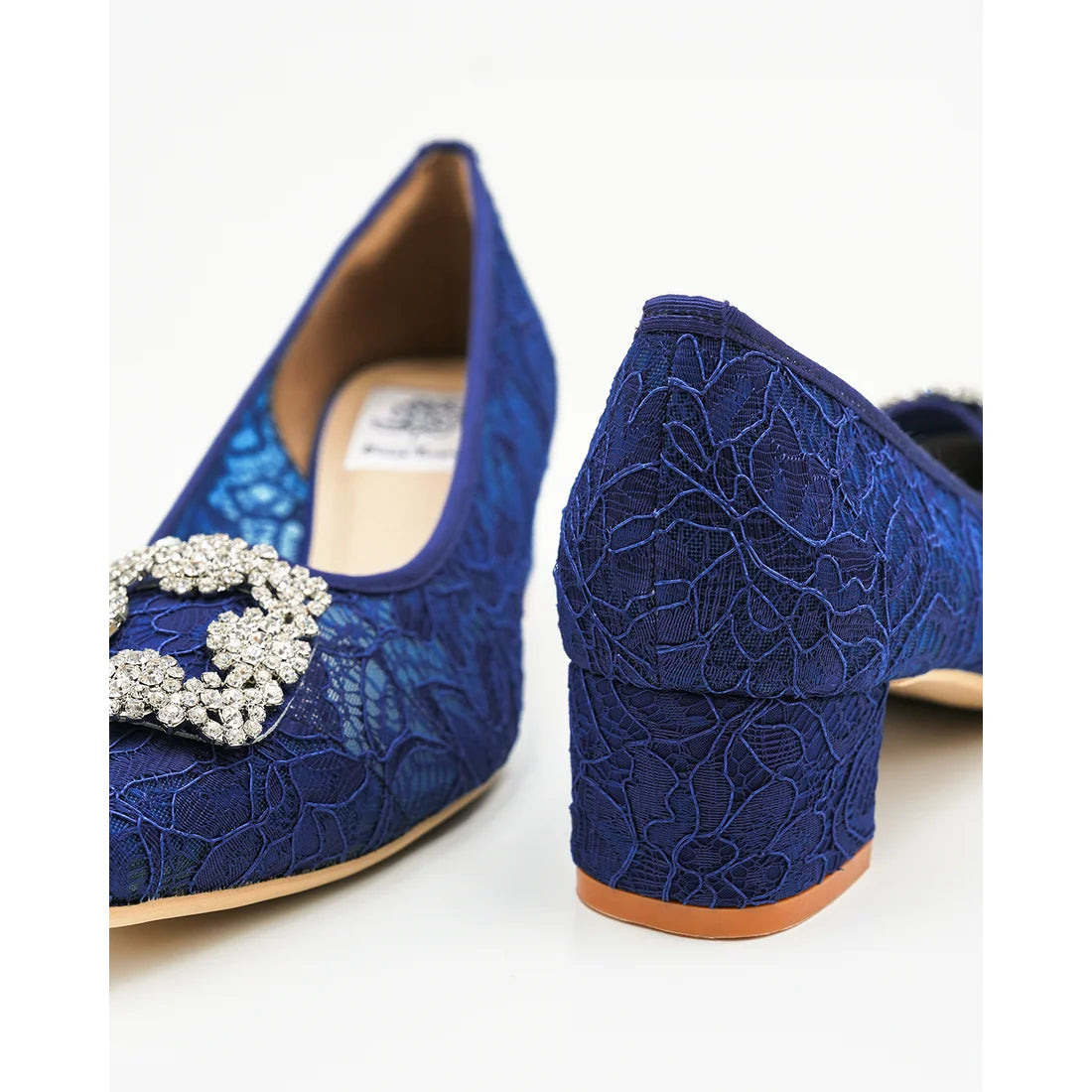 【新品預訂】日本製Emma Francis 4cm跟 寶石扣 薄紗蕾絲高跟鞋 (藍色薄紗 ) ( 4003b-T 120 )