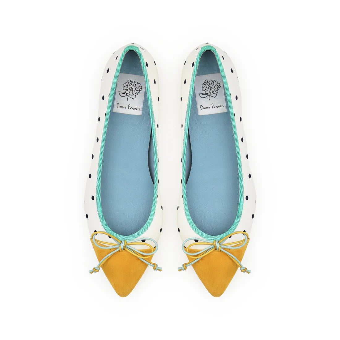 【新品預訂】日本製Emma Francis 圓點圖案平底芭蕾舞鞋（白色圓點圖案）(01l-PE 603)