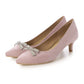 【新品預訂】日本製Emma Francis 5cm跟水鑽蝴蝶結高跟鞋（粉色絨面革）(5001d-S 144 )