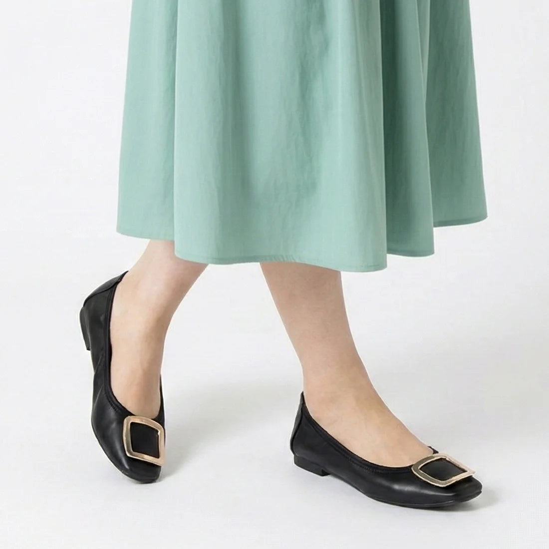 【新品預訂】日本製Lauf Oletta 防水 柔軟褶皺無縫一體式金扣芭蕾舞（LRH141）(BLACK）(黑色)