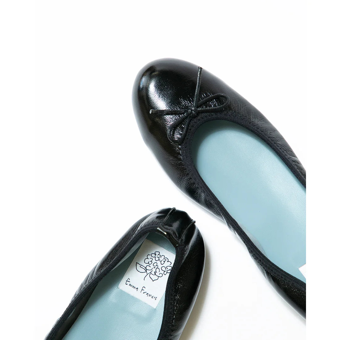 日本製【珍珠色調防水】Emma Francis 真皮 圓頭平底芭蕾舞鞋(02b-L M101)(Black Leather Mylar)（ブラック レザーマイラー）