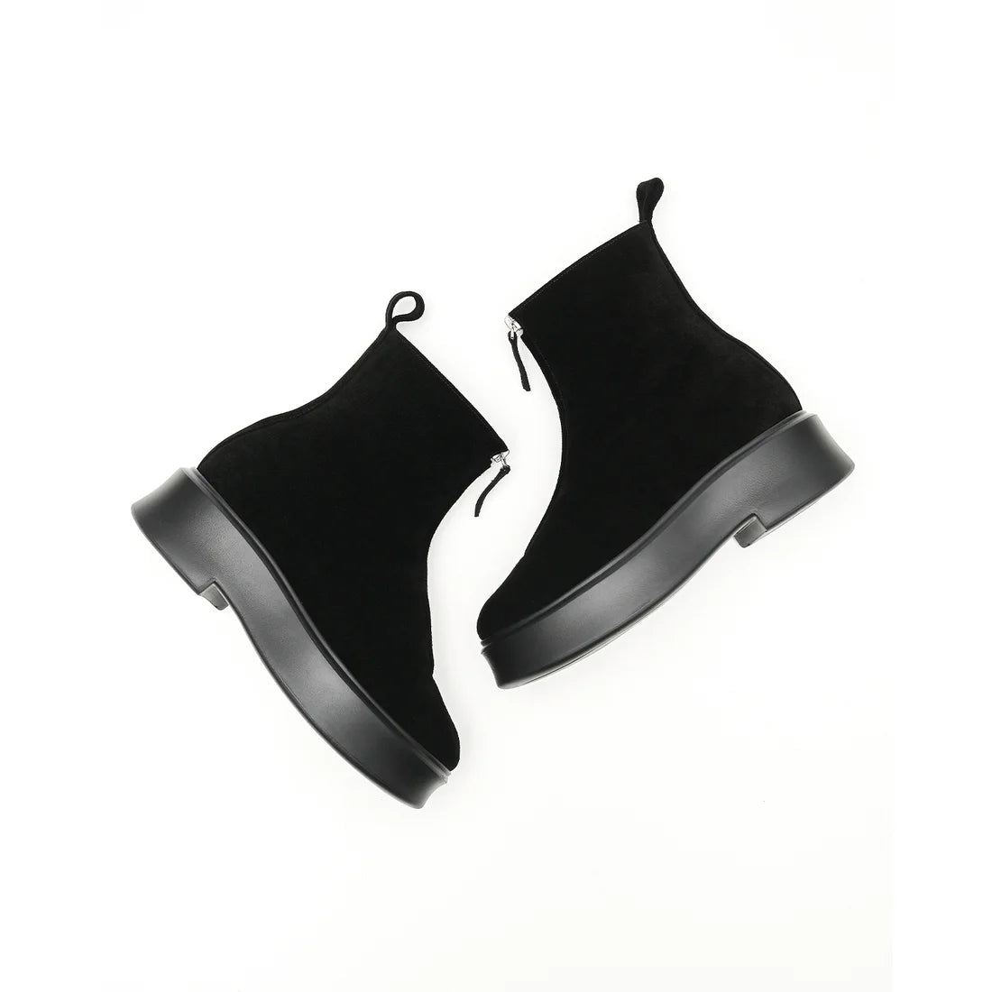 【新品預訂】日本製Emma Francis ［雨天應對］防水厚底前拉鍊靴子（黑色 絲絨皮革）(9013a-L V101)