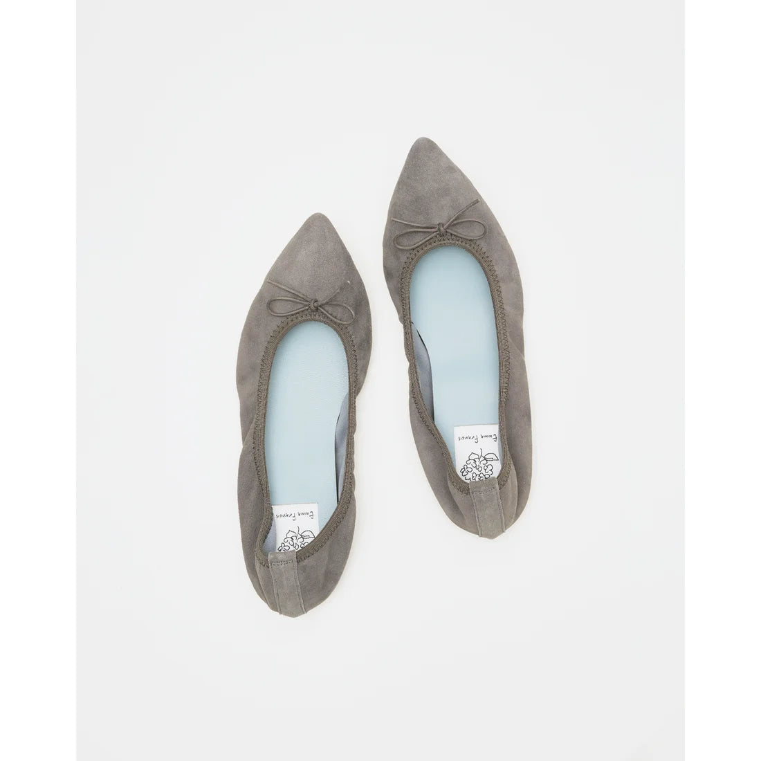 日本製【珍珠色調防水】Emma Francis 真皮 尖頭平底芭蕾舞鞋(01b-L S154)(Dark Grey leather suede) （ダークグレー レザースエード）