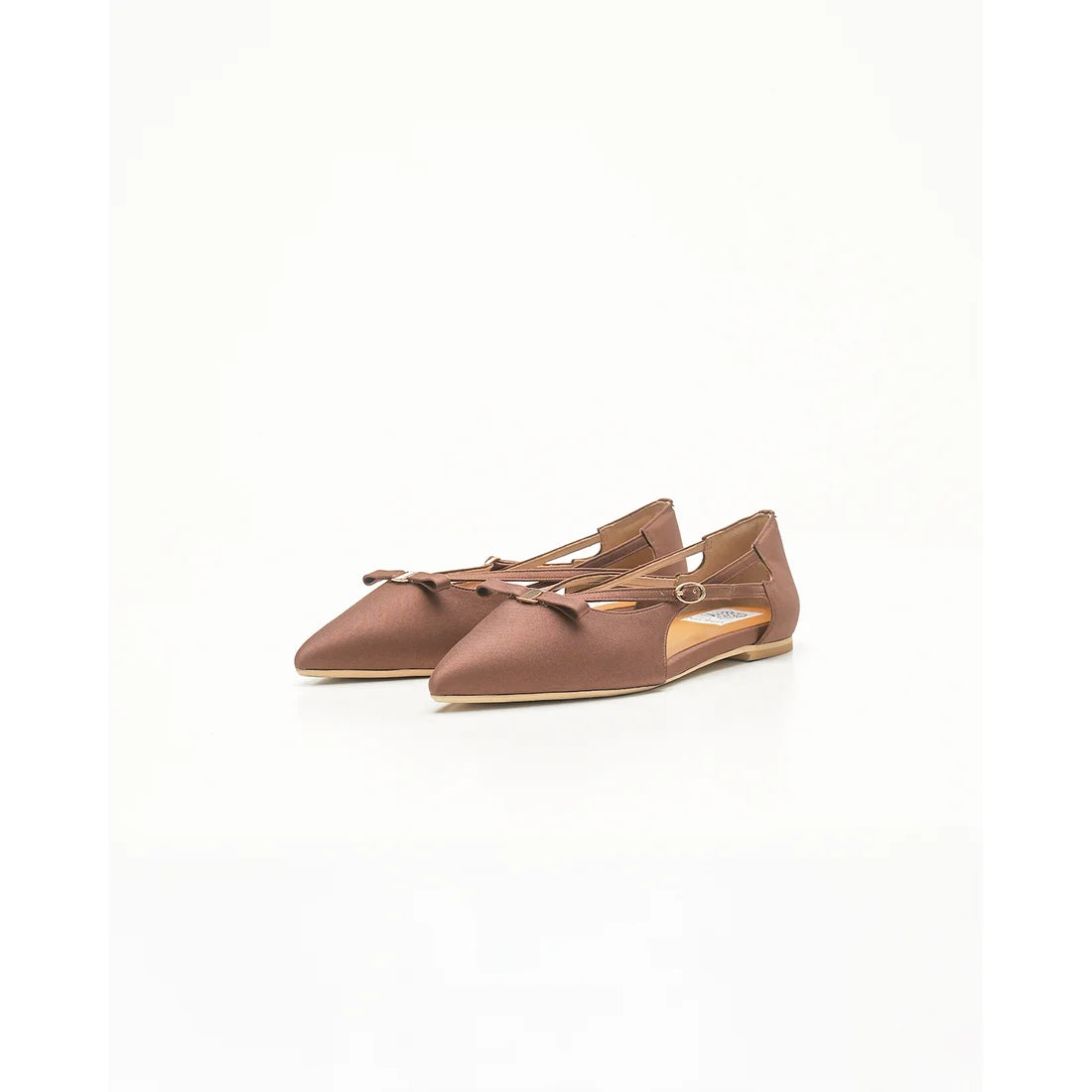 【新品預訂】日本製Emma Francis 緞面側平底鞋（棕色）( 07f-ST 105) Brown
