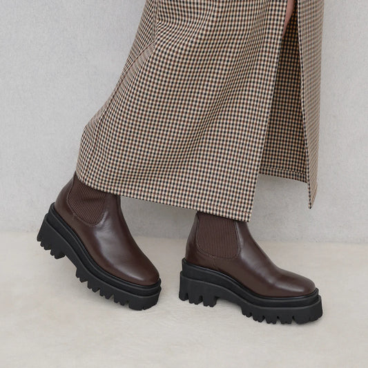 【新品預訂】Launa Lea 7.5cm踭針織襪厚底靴子（S159）(深棕色／D Brown)