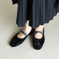 日本製Launa lea 亮片芭蕾平底鞋 (B7608A) (Black Z)