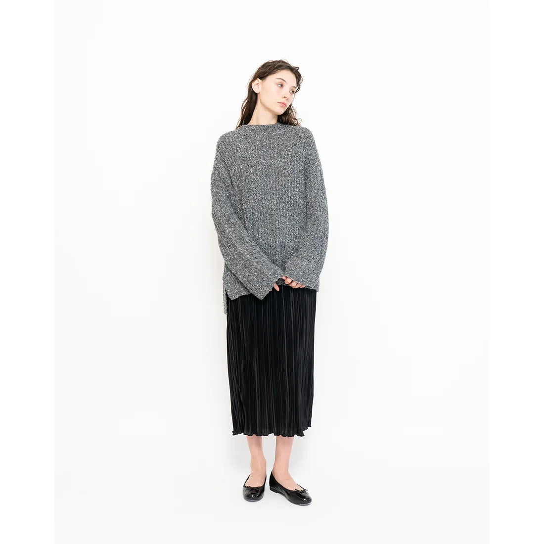 日本製【珍珠色調防水】Emma Francis 真皮 圓頭平底芭蕾舞鞋(02b-L M101)(Black Leather Mylar)（ブラック レザーマイラー）