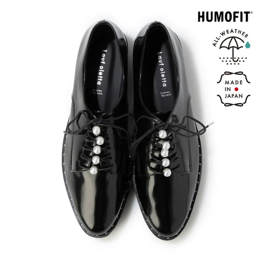 【新品預訂】日本製 Lauf Oletta [All Weather] 全天候防水輕盈珍珠繫帶鞋（LRH128 BLACK-G） (黑色)