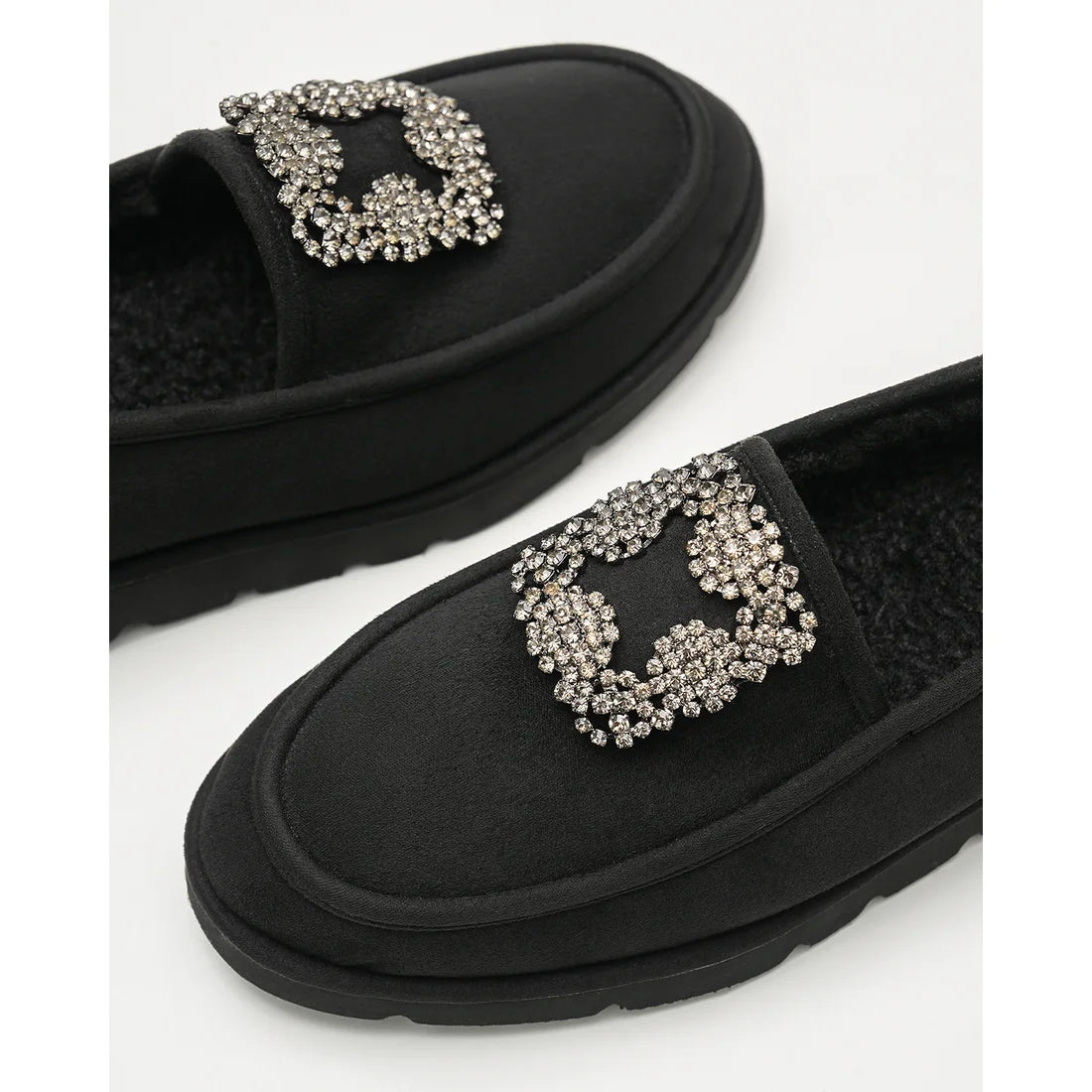 【新品預訂】日本製Emma Francis   [雨天應對] 防水 內側柔軟仿毛 寶石樂福鞋（黑色絨面革）(2002g-S 101)BLK