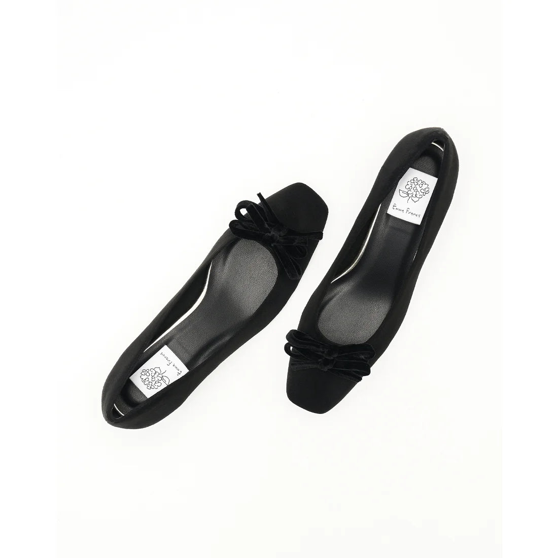 【新品】日本製Emma Francis   蝴蝶結3cm方頭高踭鞋（黑色絨面革）(3004a-S 101) BLK