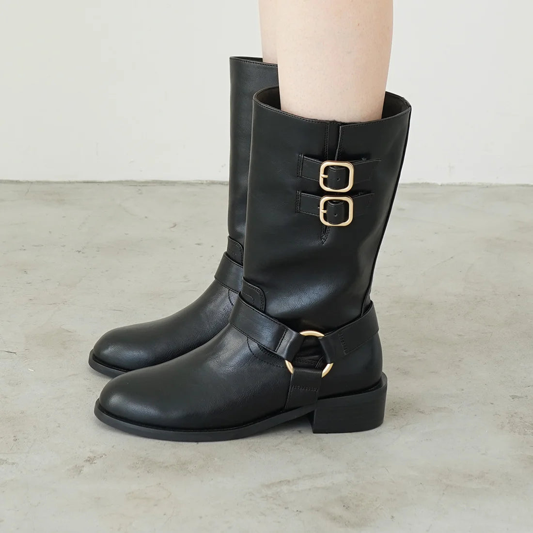 【新品現貨】 Launa Lea  3.5cm踭中長筒工程靴 (S148)(黑色 / Black)