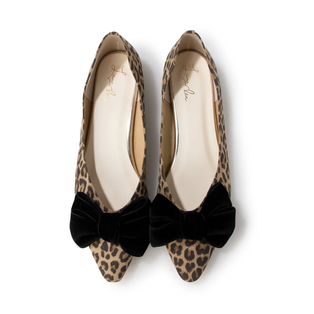 日本製 Launa Lea 絲絨蝴蝶結平底鞋 (460C)(豹紋 S / Leopard S)