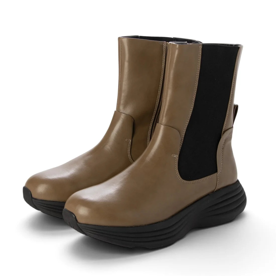 【新品預訂】日本 Lauf Oletta 4cm 輕質厚底側高短靴 (L156 Khaki)(卡其色)