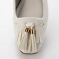 【新品預訂】日本製 Lauf Oletta 防水鑲邊流蘇設計的氣質平底鞋(LRH120 White) (白色)