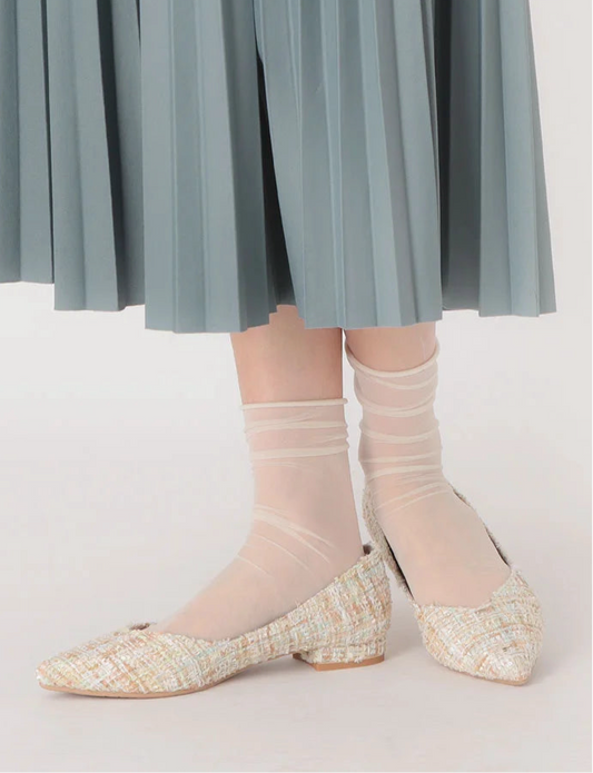 【新品現貨】日本製 Launa lea 2cm踭金線V口剪裁平底鞋 (492A) ( 薄荷Z/C／Mint Z/C )