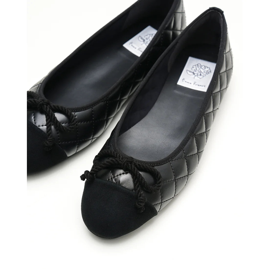 【新品預訂】日本製Emma Francis   絎縫平底芭蕾舞鞋（黑色絎縫）(06e-P 155) BLK