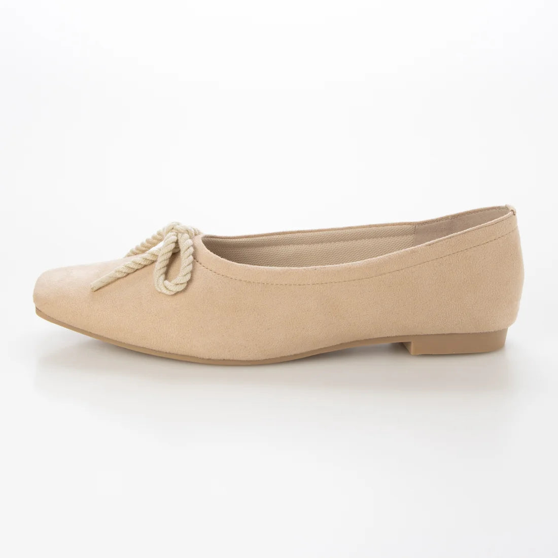 【新品預訂】日本製 Launa lea 繩蝴蝶結方頭絨毛芭蕾舞鞋 (B7102A）(淺杏色 S / L Beige S)