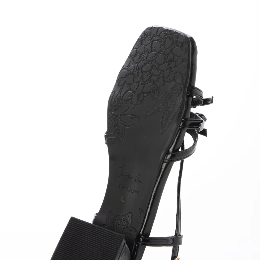 【新品預訂】日本製 Launa Lea 3.5cm踭 迷你蝴蝶結綁帶涼鞋 (628)(黑色/ Black)