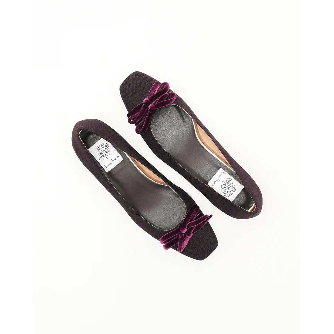 【新品】日本製Emma Francis   蝴蝶結3cm方頭高踭鞋（葡萄酒 絨面革）(3004a-S 138) Wine