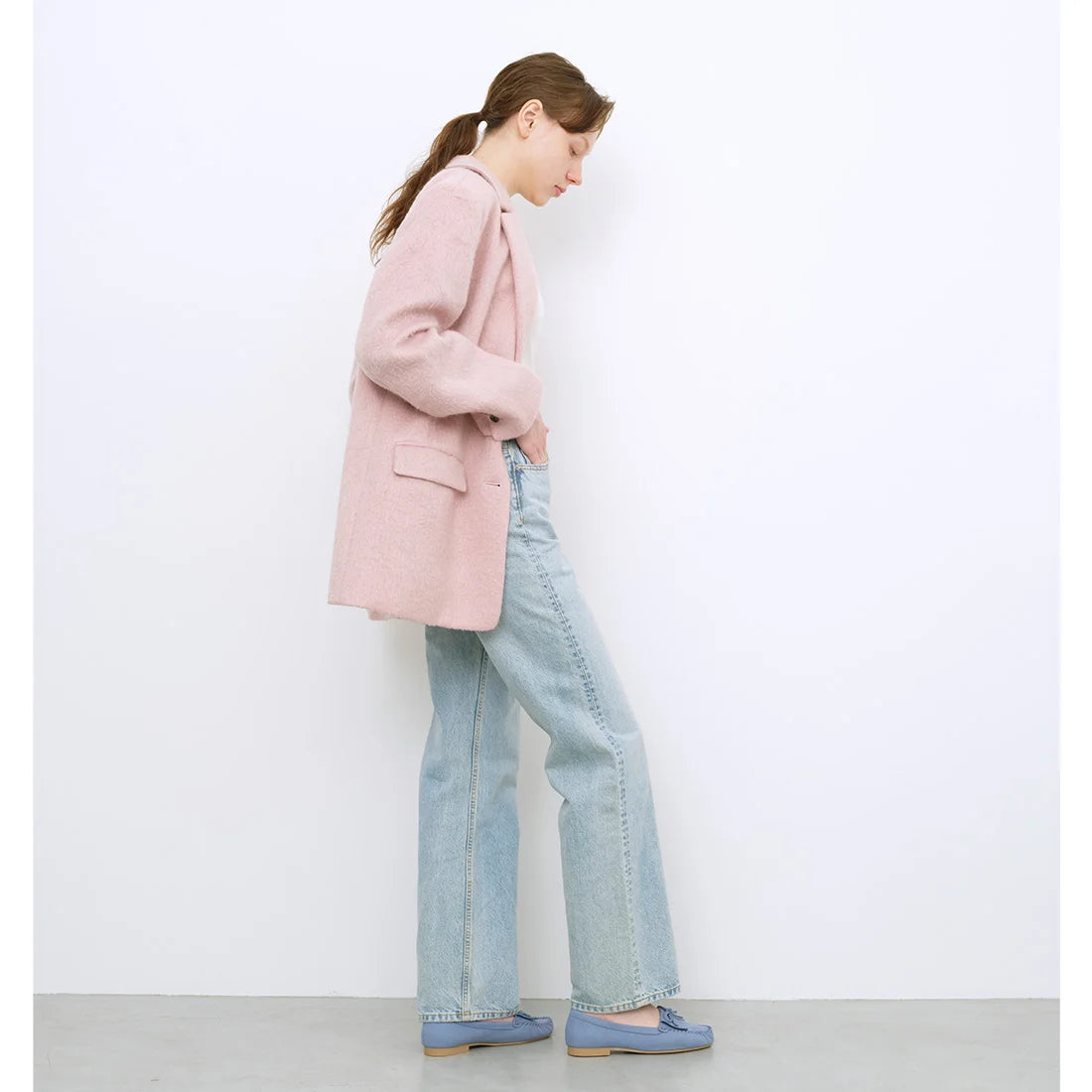 【新品預訂】日本製 Launa lea 蝴蝶結流蘇軟皮鞋（635）(藍灰色/Bluegray-S)