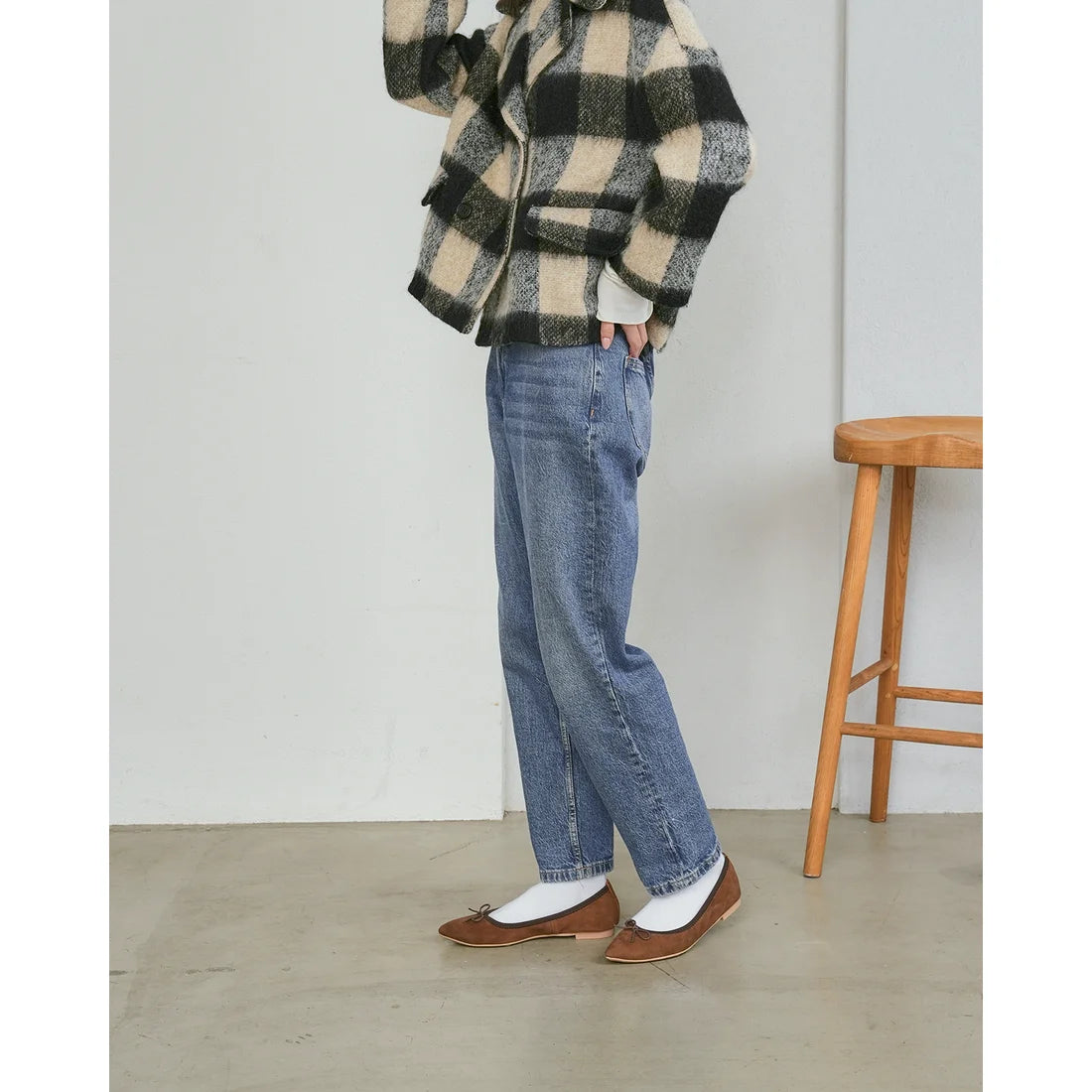 日本製【珍珠色調防水】Emma Francis 真皮 尖頭平底芭蕾舞鞋(01b-L S104)(Brown leather suede) （ブラウン レザースエード）