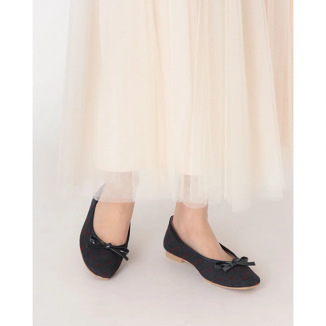 【新品預訂】日本製 Launa lea 方頭心形圖案芭蕾鞋 (B7611A) (深藍色 Z/C / Navy Z/C )