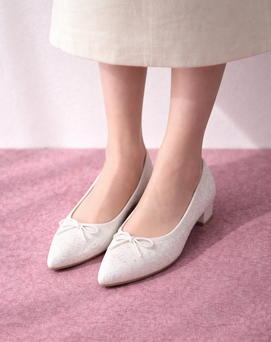 日本製 Launa Lea  3.5cm踭尖頭跟芭蕾高跟鞋 (B9601A) (白色Z / PK White Z)