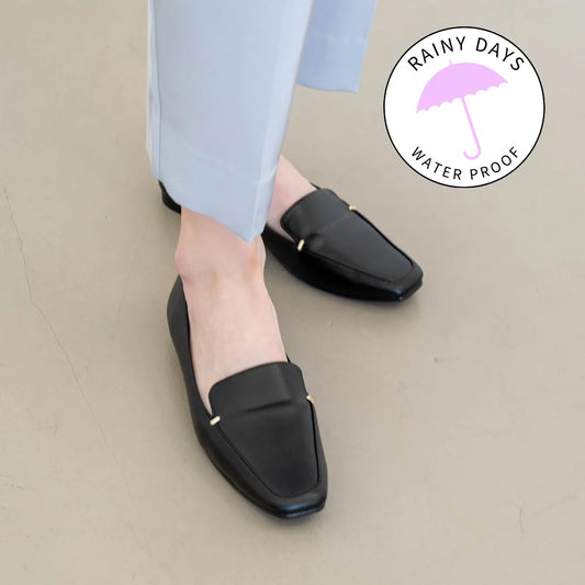日本製 Launa lea Rainy Day 方頭柔軟晴雨樂福鞋 (R9020)  (黑色/ Black)