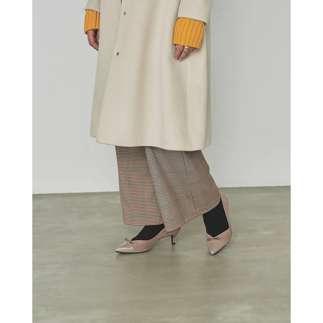 【新品】日本製Emma Francis   金色蝴蝶結 5cm 高跟鞋（橡木 絨面革）(5001b-S 141) Oak