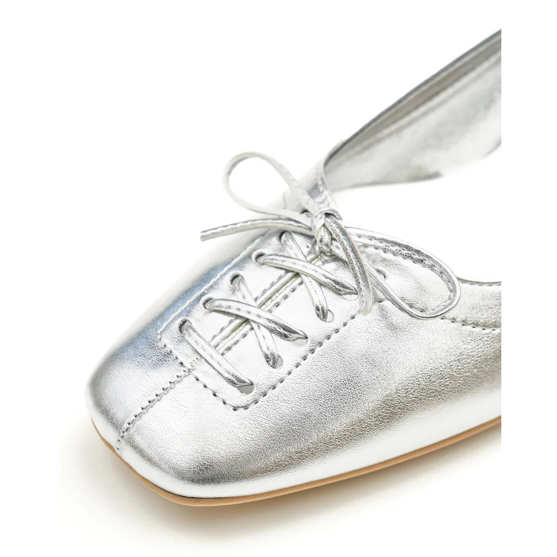 【新品預訂】日本製Emma Francis  綁帶蝴蝶結平底鞋（銀色）(03ab-M 162)