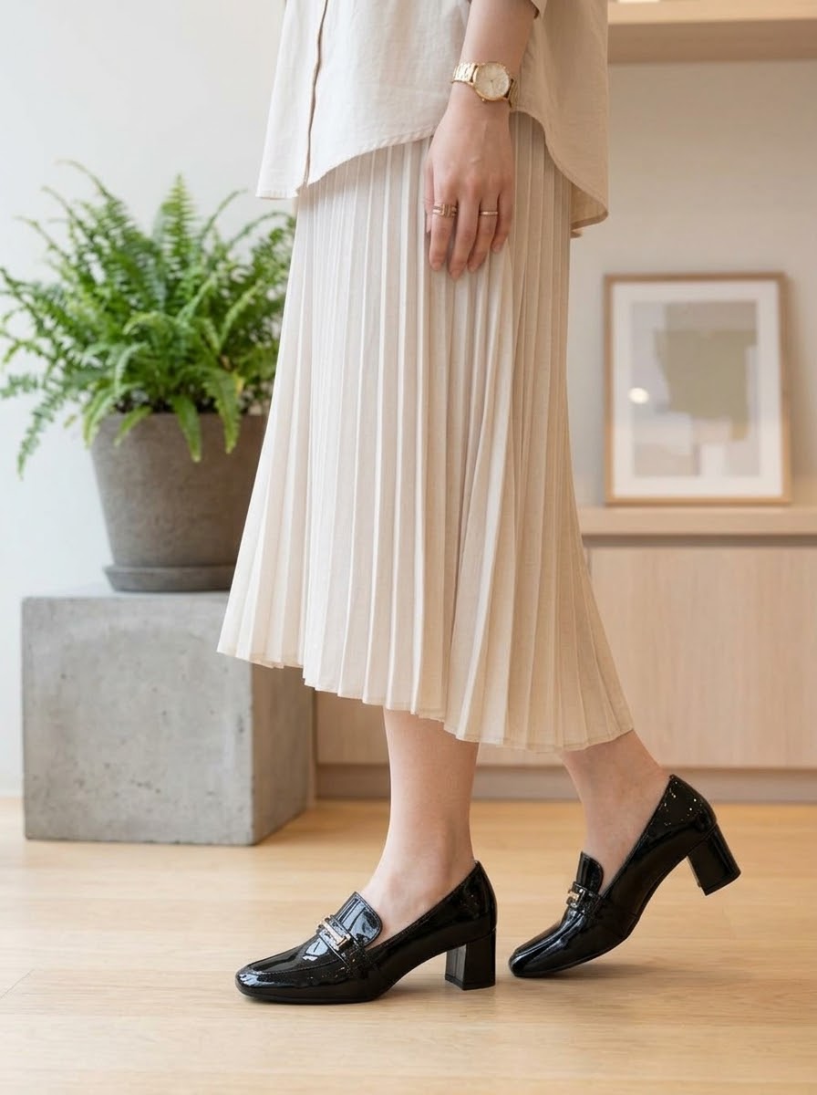 【新品預訂】日本製 Lauf Oletta [All Weather] 全天候 5cm跟 方頭樂福高跟鞋（LRP135 BLACK-E）