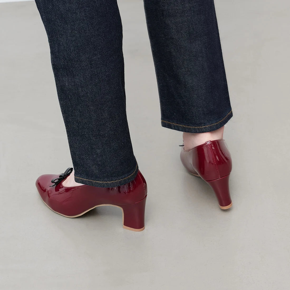 【新品預訂】日本製 Launa Lea 6cm杏仁頭蝴蝶結高跟鞋 (607)( 紅色 E / Bordeaux E)