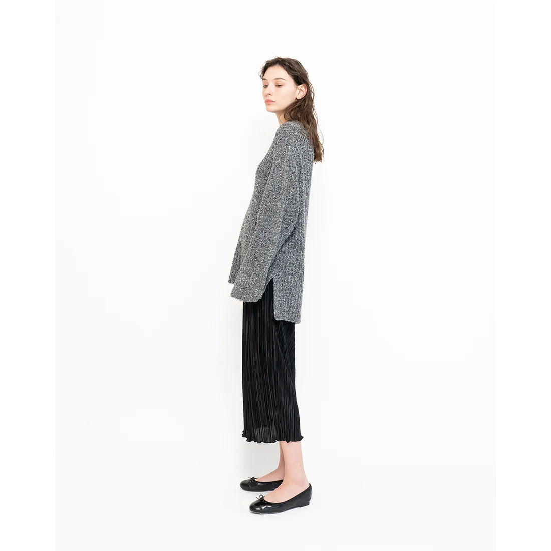 日本製【珍珠色調防水】Emma Francis 真皮 圓頭平底芭蕾舞鞋(02b-L M101)(Black Leather Mylar)（ブラック レザーマイラー）