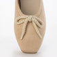 【新品預訂】日本製 Launa lea 繩蝴蝶結方頭絨毛芭蕾舞鞋 (B7102A）(淺杏色 S / L Beige S)
